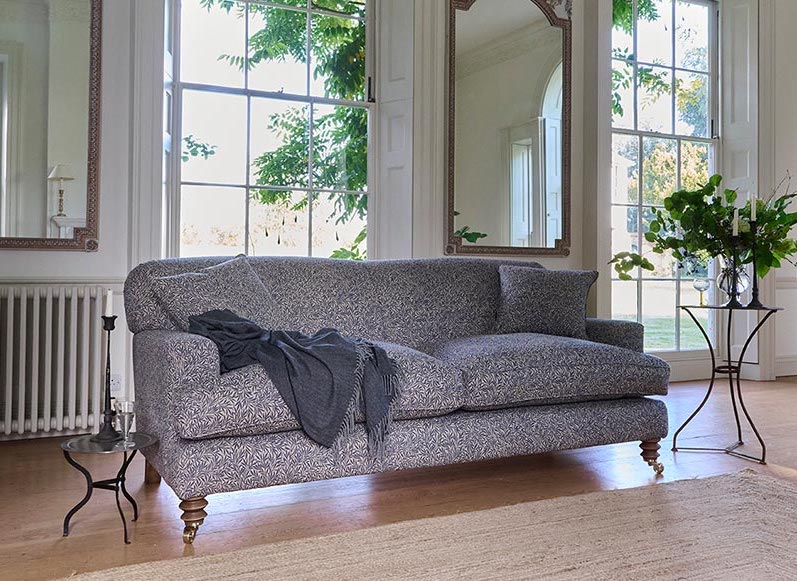 1 Linton 3 Seater Sofa in V&A Drawn to Nature Collection Willow Navy